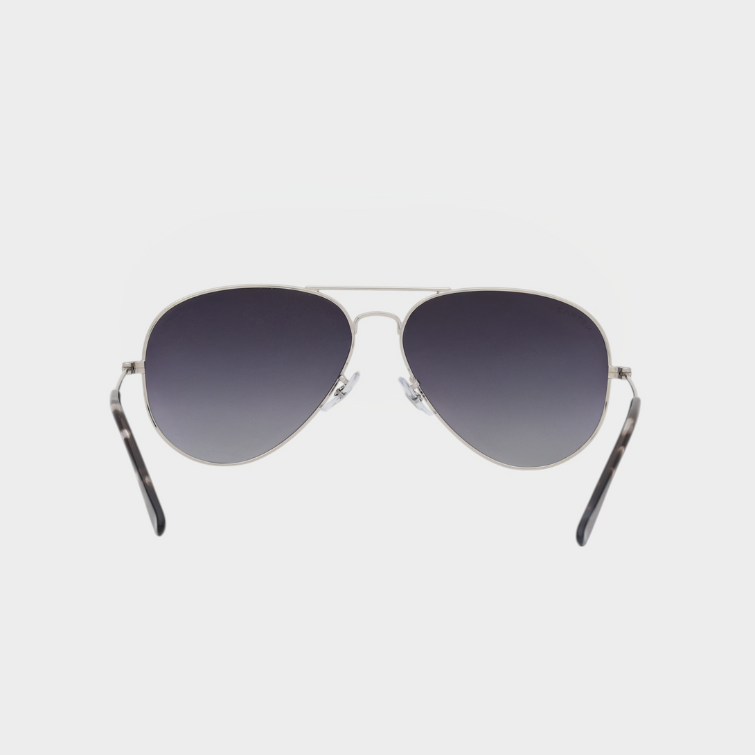 NETRAZ NZ1001 Aviator Midnight Gradient Sunglasses With Pilot Silver Frame And Midnight Lens Back View