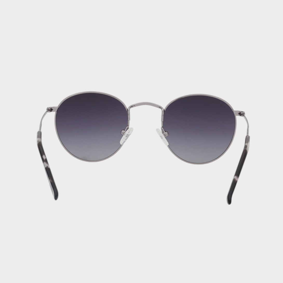 NETRAZ NZ2001 Midnight Gradient Round Sunglasses With Silver Frame And Midnight Gradient Lens Back View
