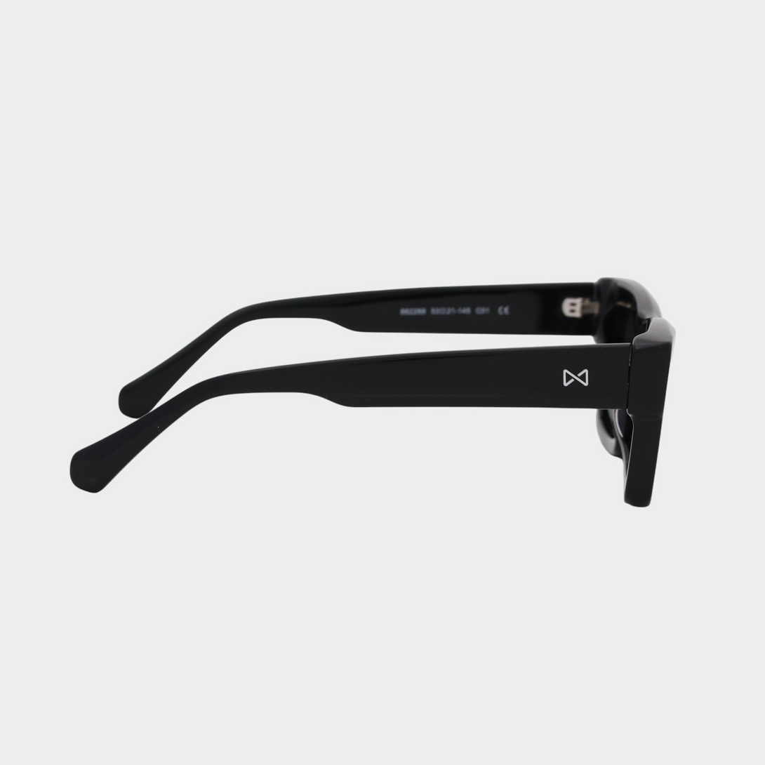 NETRAZ NZ3384 Italian Acetate Frame Square Sunglasses With Black Frame And Black Lens Right View