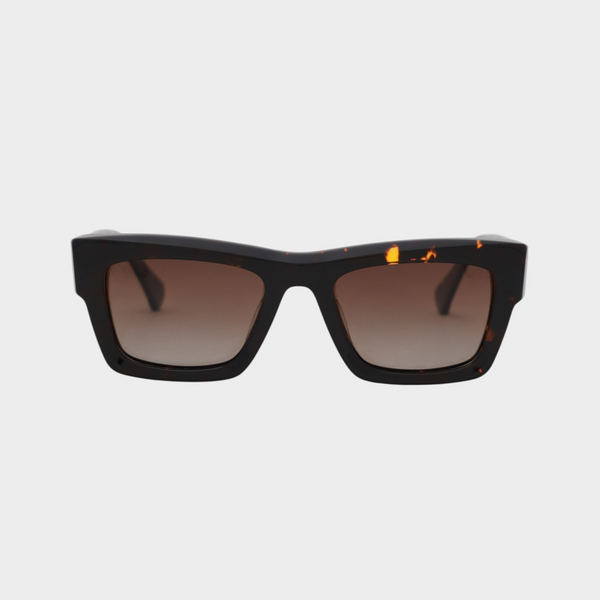 NETRAZ NZ3384 Italian Acetate Frame Square Sunglasses With Tortoiseshell Frame And Brown Lens Front View