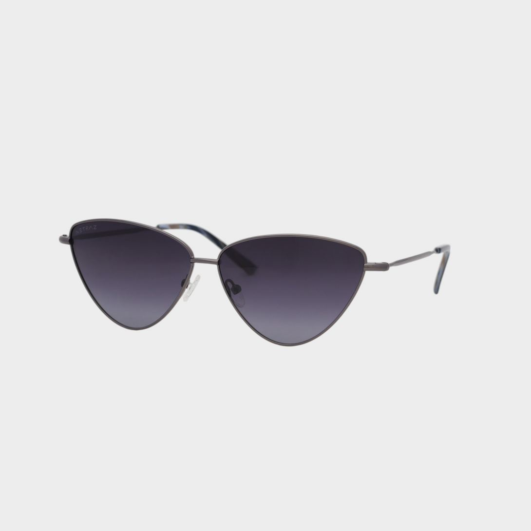 NETRAZ NZ4093 Midnight Gradient Triangle Cat Eye Sunglasses With Grey Frame And Midnight Gradient Lens Angle View