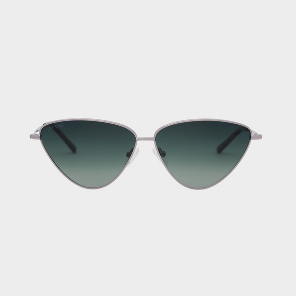 NETRAZ NZ4093 Ocean Triangle Cat Eye Sunglasses With Silver Frame And Ocean Blue Lens Front View
