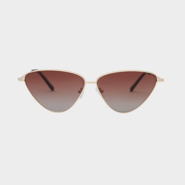 NETRAZ NZ4093 Red Triangle Cat Eye Sunglasses With Gold Frame And Red Lens Front View