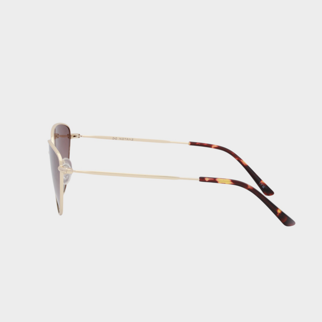 NETRAZ NZ4093 Red Triangle Cat Eye Sunglasses With Gold Frame And Red Lens Side View