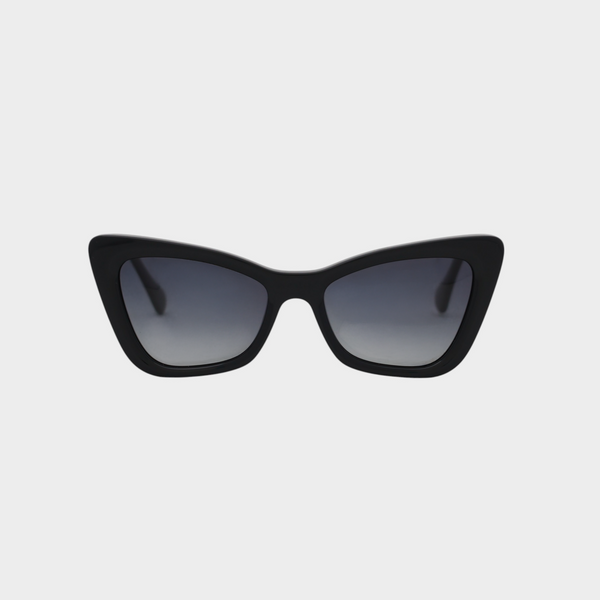 NETRAZ NZ4228 Black Cat Eye Sunglasses With Black Frame And Black Gradient Lens Front View